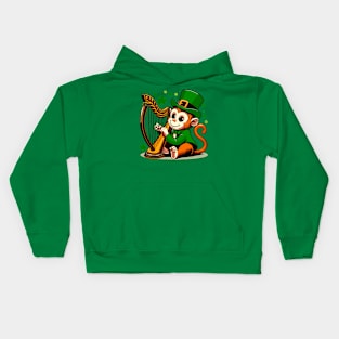 St. Patrick’s Day Monkey Playing Harp Kids Hoodie